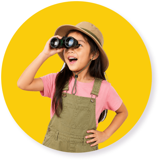 Girl exploring with binoculars
